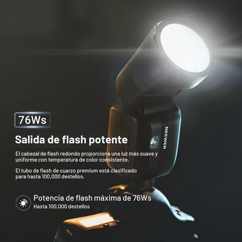 Vista 2 de NEEWER Z2PRO-C 2.4G TTL Flash Speedlite de cabeza redonda compatible con Canon, inalámbrico compatible con Godox, interfaz de usuario mejorada, 76Ws