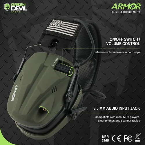 Vista 3 de GREEN DEVIL Disparo Protección auditiva Reducción de ruido electrónico Protección auditiva Orejeras Auriculares para pistola de caza