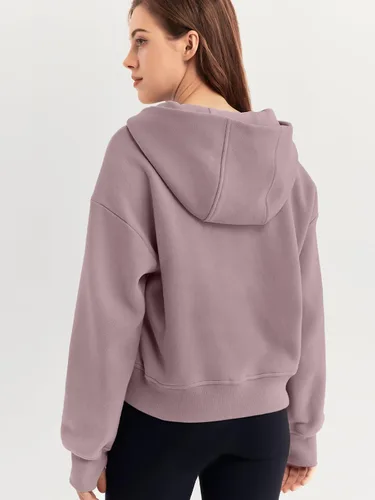 Vista 5 de Trendy Queen Sudaderas con capucha para mujer, con cremallera de un cuarto, sudaderas de gran tamaño, media cremallera con bolsillos, ropa de otoño