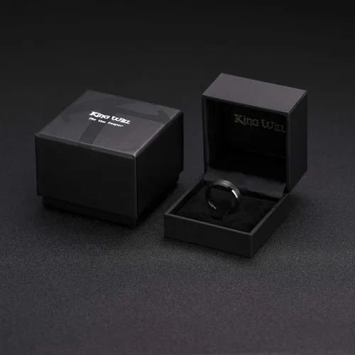 Vista 6 de King Will - Anillo de boda de tungsteno para hombre, disponible en 6mm a 10mm, negroplata, acabado mate, borde pulido biselado, ajuste cómodo