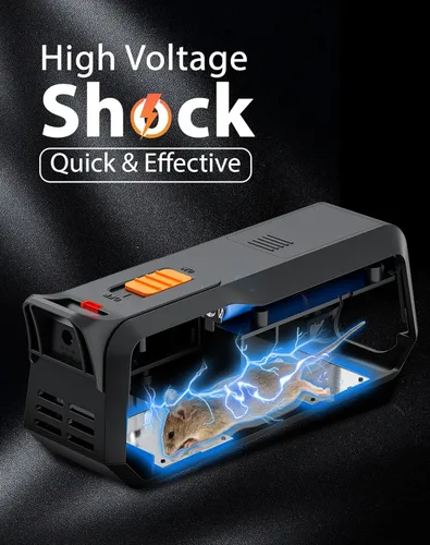 Vista 2 de Trampa eléctrica para ratones para uso en interiores, exterminador de ratones humano con indicador LED, trampa electrónica para ratones