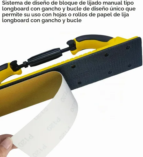 Vista 5 de Toromp Bloque de Lima de Lijado Manual Longboard Flex de Radio Ajustable de 2-3/4" x 15-3/4" con Respaldo de Gancho y Bucle - Usar con Rollos