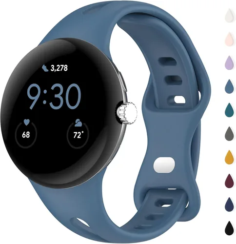 Vista 16 de Correas delgadas compatibles con Google Pixel Watch 4 3 (41mm)/Pixel Watch 2 1, correas ajustables transpirables de silicona suave deportiva
