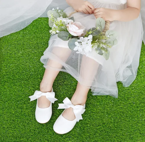 Vista 2 de Felix & Flora Zapatos de vestir para niña de las flores, zapatos planos de ballet para niñas, para fiestas, escuela, boda