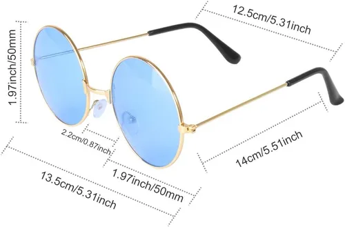 Vista 2 de ONESING 8-20 pares de gafas de sol redondas hippie círculo para mujer, gafas de sol hippie multicolor diadema discoteca fiesta