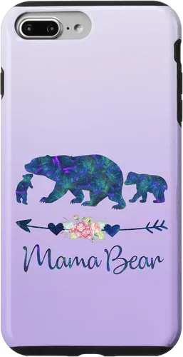 Vista 12 de Teal Blue Purple Floral Mama Bear and Two Cubs Silver Purple Case for iPhone 17