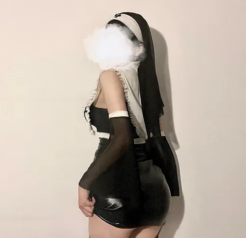 Vista 6 de JasmyGirls Lencería para cosplay, disfraz de monja sexy, traje de sirvienta de anime travieso de diablo, disfraz de sirvienta gótica de Halloween