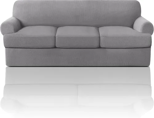 Vista 43 de PrinceDeco Fundas elásticas para sillón de 2 piezas, fundas de sofá para sillas con cojines en forma de T, fundas suaves para muebles con 1 funda