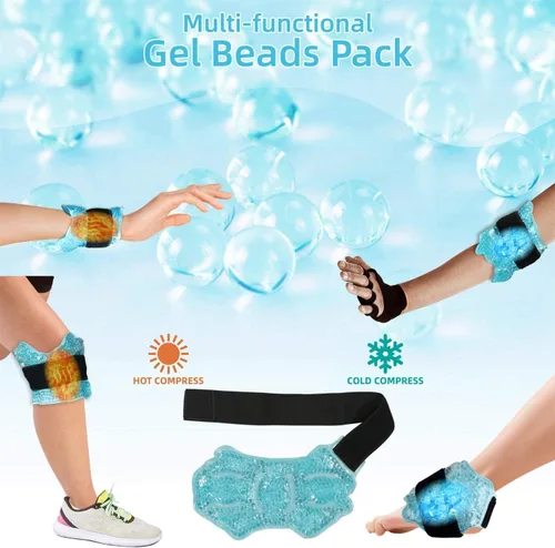 Vista 2 de Envoltura de terapia de hielo para tobillos/deportes, paquete de gel de hielo frío caliente con soporte ajustable para esguinces de tobillos