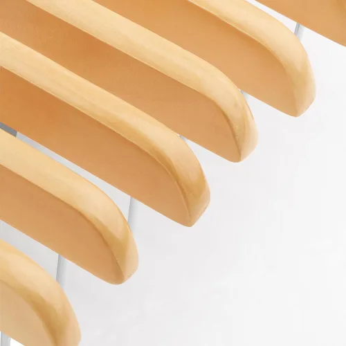 Vista 8 de SONGMICS Perchas de Madera para Pantalones, Paquete de 8 Perchas para Pantalones con Clips de Metal Ajustables Antioxidantes, Gancho Giratorio