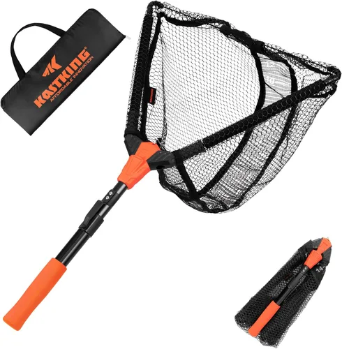 Vista 10 de KastKing Pontus - Red de pesca para pescar, plegable y ligera, red de pesca de agua dulce con escala de longitud integrada, mango de aluminio, malla