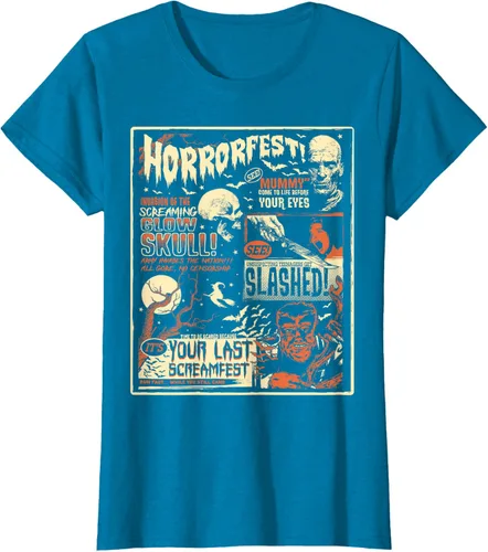 Vista 65 de Vintage Horrorfest Movie Poster Terror Old Time Halloween Camiseta S Negro