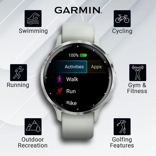 Vista 6 de Garmin Venu 3S Reloj inteligente con GPS, pantalla AMOLED de 1.61 pulgadas, características avanzadas de salud y fitness, hasta 10 días de batería