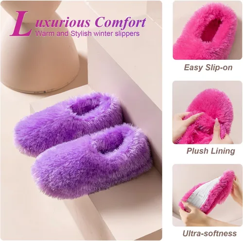Vista 3 de Onmygogo Pantuflas peludas de invierno para mujer