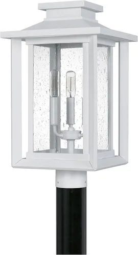 Vista 5 de Quoizel WKF9011W Wakefield - Poste para exteriores, 3 luces, 180 vatios totales, brillo blanco Blanco mate