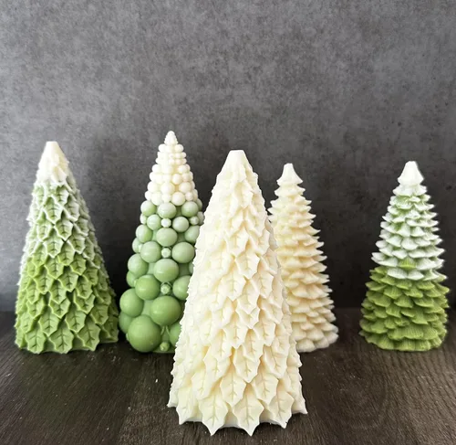 Vista 2 de Christmas Tree Candle Set - Shaped Pine Tree Candle - Christmas Eve Candles - New Years Candles - Aesthetic Christmas Decor - Winter Decor