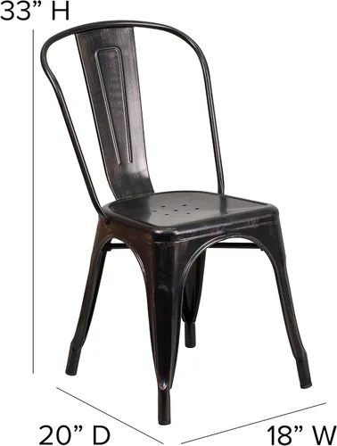 Vista 2 de BizChair Silla apilable comercial para interiores y exteriores con asiento de poliestireno, marco de metal dorado envejecido, asiento de poliresina