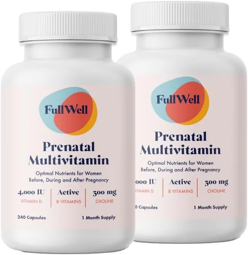 Vista 10 de FullWell Vitaminas Prenatales de Limón colina, ácido fólico, vitamina D para el crecimiento fetal, desarrollo cerebral 26 Nutrientes Vitales