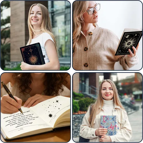 Vista 7 de Mlife Cuaderno rayado para mujeres y hombres, cuaderno de tapa dura A5 de PU para escribir, papel grueso de 100 g/m², perfecto para la universidad