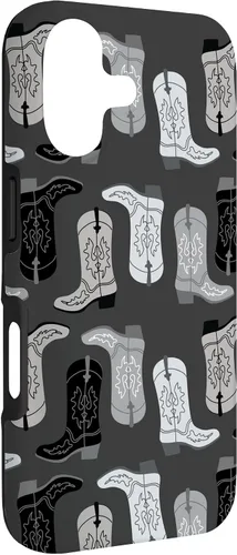 Vista 3 de Cowboy Boot Illustration Preppy Western in Black and White Case for iPhone 17