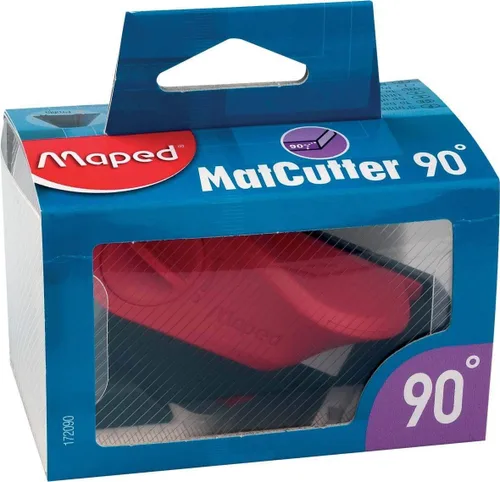 Vista 4 de Maped MatCutter - Herramienta de corte de 45 grados para cortes biselados, viene con 5 cuchillas adicionales, rojo/negro (172050)