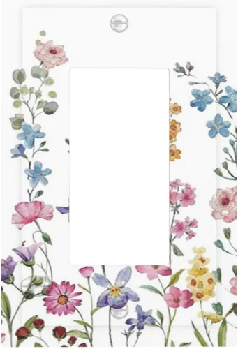 Vista 88 de Placa de Pared en Blanco de 1-Gang Sin Dispositivo Beige Lindo Vintage Boho de los 70s Hongo Fungus Planta Floral Botánica Libélula Interruptor