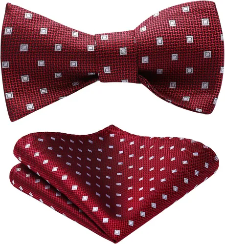 Vista 148 de HISDERN Pajaritas para hombre, diseño de lunares, corbatín y bolsillo cuadrado, clásico, esmoquin de negocios, boda, pajaritas, pañuelo
