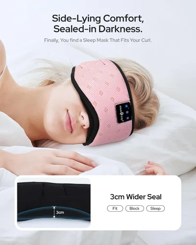Vista 4 de MUSICOZY Auriculares Bluetooth para dormir de lado Rosa (mesh pink)