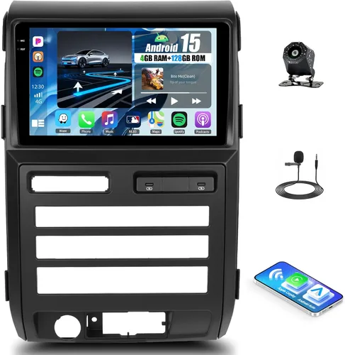 Vista 10 de 4+64G Android 15 Estéreo de coche para Ford F150 2009-2012 con Carplay inalámbrico Android Auto, 9 pulgadas 1280 * 720P IPS pantalla táctil