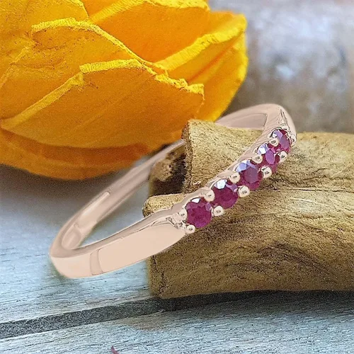 Vista 27 de Dazzlingrock Collection Anillo de boda redondo de 5 piedras preciosas o diamantes para mujer en oro macizo de 10 K/14 K/18 K
