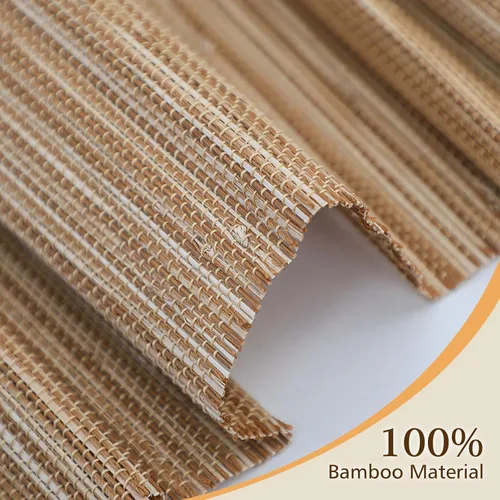 Vista 2 de Sunbox Persianas romanas sin cordones, filtrantes de luz, 100 % naturales, para ventanas, hogar, oficina, puertas francesas, marrón