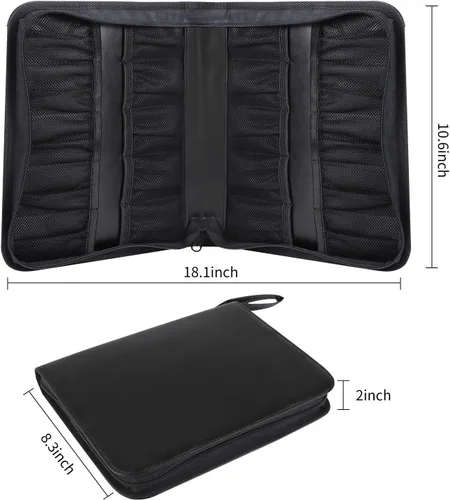 Vista 6 de Estuche portátil con cremallera, organizador de llaves de automóvil, estuche organizador de llaves de cuero, bolsa de almacenamiento con cerradura