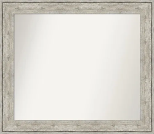 Vista 367 de Amanti Art Espejo de baño plateado para sobre el fregadero, 28 x 37 pulgadas, elegante espejo rectangular de peltre cepillado, marco de madera