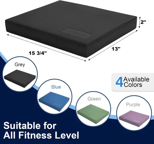 Vista 2 de StrongTek Almohadilla de equilibrio profesional de espuma para ejercicios, 15.8 x 13 x 2 pulgadas, rodillera de espuma TPE de alta densidad