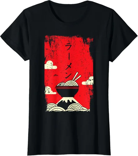 Vista 50 de Ramen Noodles Camiseta de arte japonés, Negro