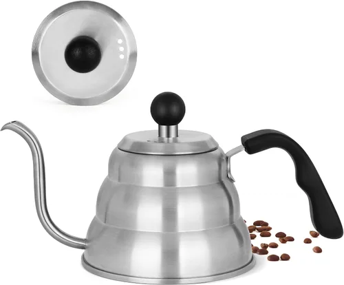 Vista 10 de Hervidor de Vertido para Café de Goteo Manual y Té con Termómetro 28oz Hervidor de Cuello de Cisne con Control de Flujo Hervidor de Agua de Acero