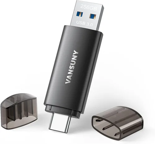 Vista 10 de Vansuny Unidad flash USB tipo C de 32 GB 2 en 1 USB A + cinta C OTG Flash Drive para Android Smartphone Tablet Computadora Portátil (azul)