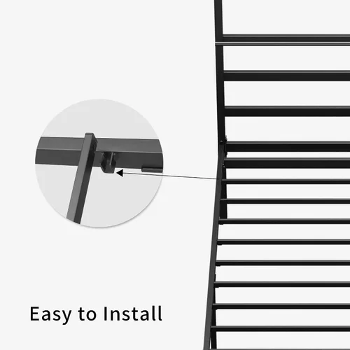 Vista 6 de YITAHOME Marco de cama de metal con dosel de cuatro pósteres, plataforma de cama de 14 pulgadas con cabecera incorporada, soporte de colchón
