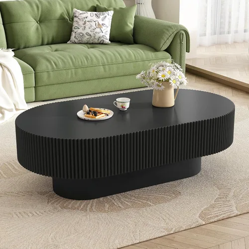 Vista 19 de Merax - Mesa de centro redonda moderna con base resistente, color blanco Mesa central de madera para sala de estar, oficina, recepción, fácil