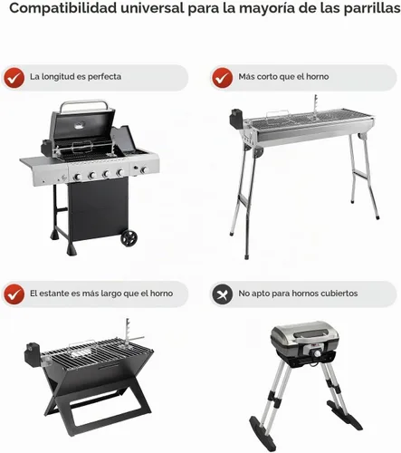 Vista 7 de Kit de parrilla con asador, parrilla BBQ giratoria automática, parrillas universales con certificado UL con motor de 120V 4W, varilla de 28
