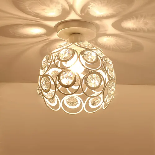Vista 12 de Lámpara de techo de mini araña dorada, lámpara de techo de cristal, luces de pasillo de montaje semiempotrado, pequeñas cubiertas de lámpara