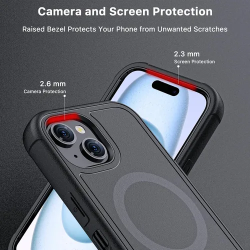 Vista 5 de MYBAT PRO Maverick Series - Funda para iPhone 15, protección militar resistente contra caídas, compatible con MagSafe (38 imanes), protector de Negro