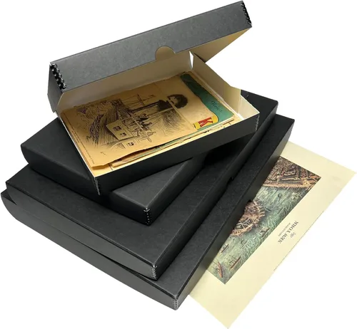Vista 8 de Lineco Caja de almacenamiento de folio de archivo. Caja de almacenamiento con borde de metal, tapa de concha. 9.5 x 12.5 x 1.75 pulgadas.