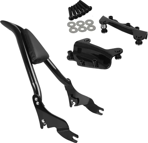 Vista 9 de Respaldo de pasajero Sissy Bar compatible con Harley Davidson Touring 97-08 de liberación rápida, respaldo de pasajero compatible con Road King