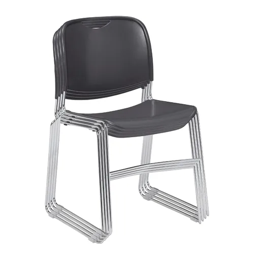 Vista 4 de OEF Furnishings OEF8502/4 Silla apilable con base de trineo de plástico ultracompacta (gris oscuro, paquete de 4)