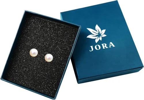Vista 5 de JORA - Aretes tipo dormilona de plata esterlina con perlas blancas cultivadas en agua dulce para regalo de mujer