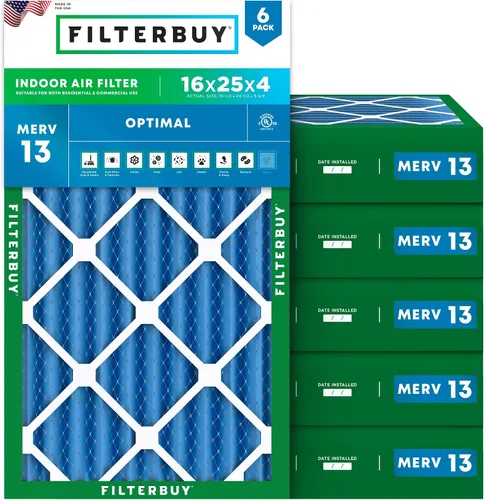 Vista 35 de Filterbuy Filtro de aire MERV 13 de 8 x 14 x 1 pulgadas para defensa óptima contra el humo y la alergia (paquete de 6), repuesto de filtros