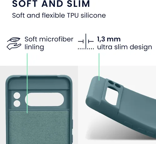 Vista 6 de kwmobile Funda compatible con Google Pixel 8 Pro - Funda protectora delgada de TPU con acabado mate suave - Piedra antigua