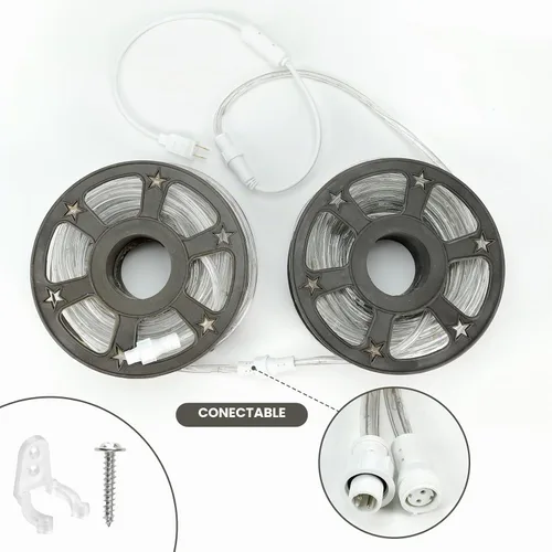 Vista 6 de DINGFU Luces de cuerda LED impermeables de 50 pies y 360 LED, 110V conectables para interiores y exteriores para terraza, patio, piscina, camping