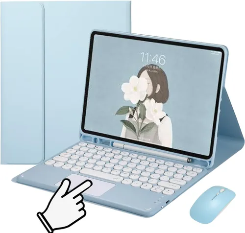 Vista 11 de Galaxy Tab S6 Lite 10.4 pulgadas 2024/2022/2020 Funda de teclado táctil con mouse Lindas teclas redondas Touchpad Slim Smart Magnético Desmontable
